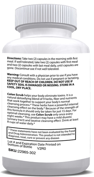 Colon Scrub - Total Colon Cleansing Formula - Detox Supplement